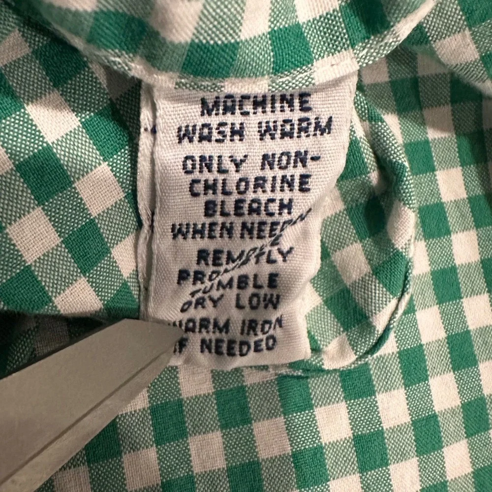 Polo Ralph Lauren Men L Green Gingham Short Sleeve Button Down Shirt Classic Fit